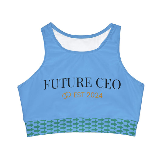 Future CEO High Neck Crop Bikini Top (AOP)