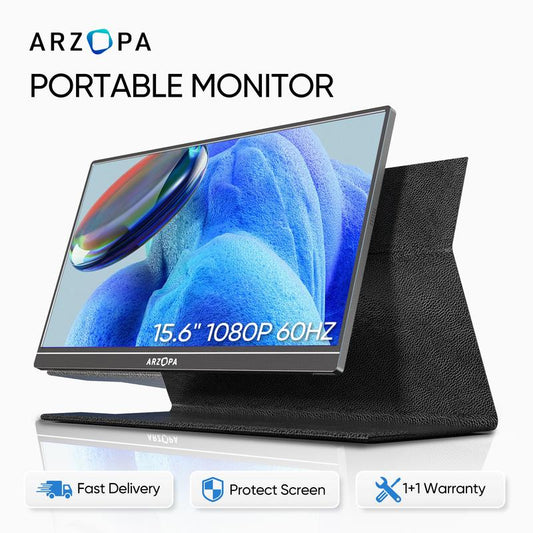 ARZOPA Portable Monitor FHD IPS Display Laptop Monitor 1080P USB C HDMI Computer Display HDR Eye Care External Screen for PC Mac Xbox Switch PS5 Iphone15 Suitable for Study, Work, Travel, Gaming, Gifts