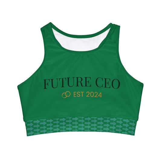 Future CEO High Neck Crop Bikini Top (AOP)